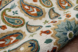 7? Round Orange and White Paisley Area Rug