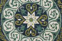 5? Round Blue and Green Ornate Medallion Area Rug