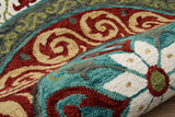 5? Round Red and Sage Medallion Area Rug