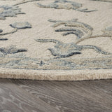 5? Round Beige and Blue Filigree Area Rug