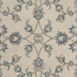 5? Round Beige and Blue Filigree Area Rug