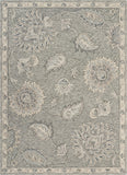 5? Round Light Gray Floral Area Rug