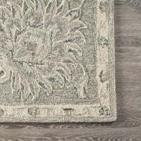 5? Round Light Gray Floral Area Rug