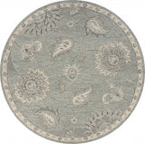 5? Round Light Gray Floral Area Rug