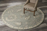 5? Round Light Gray Floral Area Rug