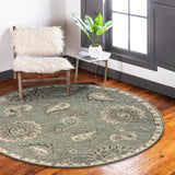 5? Round Light Gray Floral Area Rug