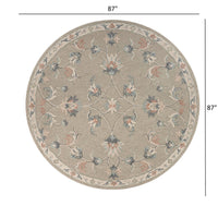 5? Round Sage and Cream Filigree Area Rug