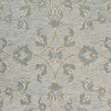 5? Round Blue and Cream Filigree Area Rug