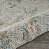 5? Round Blue and Cream Filigree Area Rug