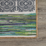 3? x 5? Blue and Green Chindi Area Rug
