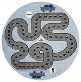 5? x 7? Blue Imaginative Racetrack Area Rug