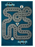 5? x 7? Navy Imaginative Racetrack Area Rug