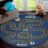 5? x 7? Navy Imaginative Racetrack Area Rug