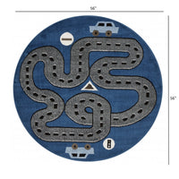 5? x 7? Navy Imaginative Racetrack Area Rug