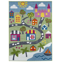 5? x 7? Green Palace Roadway Area Rug