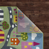 5? x 7? Green Palace Roadway Area Rug