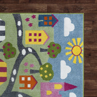 5? x 7? Green Palace Roadway Area Rug