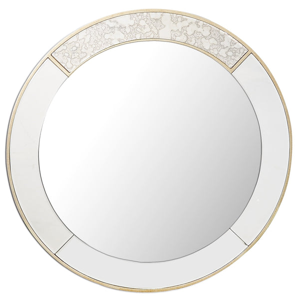 Gold Accented Round Mirror