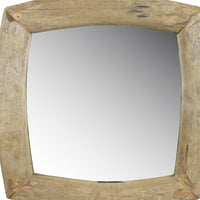 Natural Wooden Square Wall Mirror