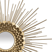 Gold Metal Sunburst Round Wall Mirror