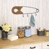 Wood and Metal Safety Pin Wall Hooks