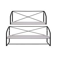 Set of Two Farmhouse Style Wood and Metal Wall Shelves