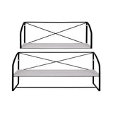Set of Two Farmhouse Style Wood and Metal Wall Shelves