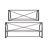 Set of Two Farmhouse Style Wood and Metal Wall Shelves