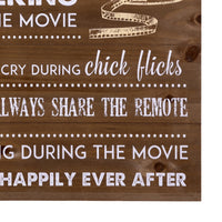 Wooden Movie Night Rules Wall Art
