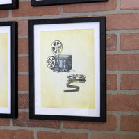 Contemporary Movie Projector and Film Framed Wall Art