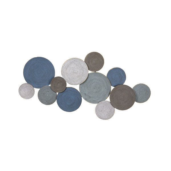 Shades of Blue and Pink Layered Metal Plate Wall Décor