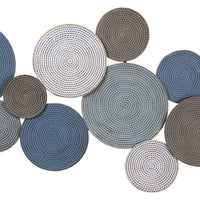 Shades of Blue and Pink Layered Metal Plate Wall Décor