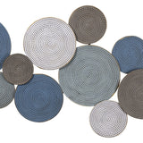 Shades of Blue and Pink Layered Metal Plate Wall Décor
