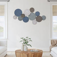 Shades of Blue and Pink Layered Metal Plate Wall Décor