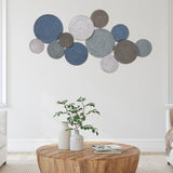 Shades of Blue and Pink Layered Metal Plate Wall Décor