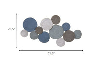 Shades of Blue and Pink Layered Metal Plate Wall Décor