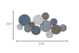 Shades of Blue and Pink Layered Metal Plate Wall Décor