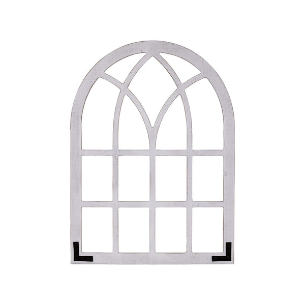White Distressed Window Pane Wall Mirror