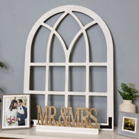 White Distressed Window Pane Wall Mirror