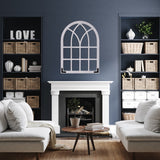 White Distressed Window Pane Wall Mirror