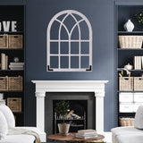 White Distressed Window Pane Wall Mirror