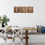 Three Wooden Tile Eat Wall Art