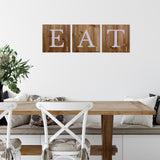 Three Wooden Tile Eat Wall Art