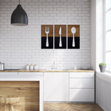 Set of Three Two Tone Kitchen Themed Wall Art