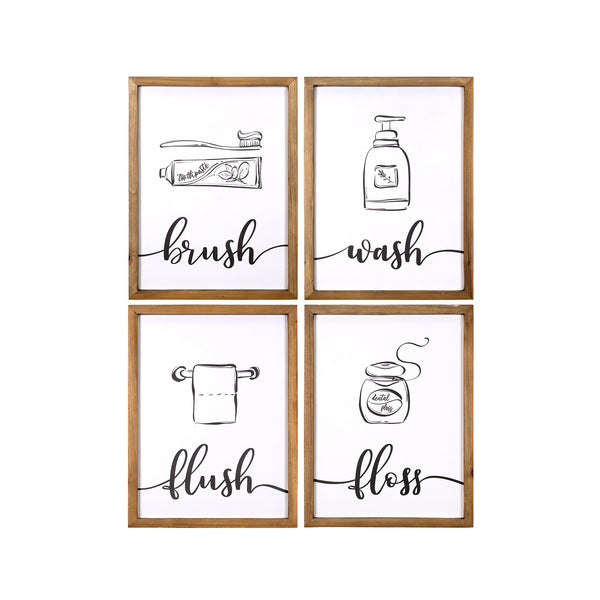 Set of Four Bathroom Themed Wall Art