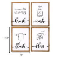 Set of Four Bathroom Themed Wall Art