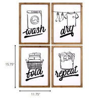 Set of Four Laundry Themed Wall Art