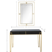 Modern Black and Gold Console Table and Mirror Set