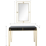 Modern Black and Gold Console Table and Mirror Set