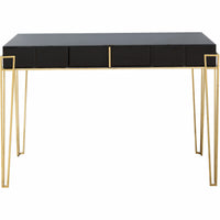 Modern Black and Gold Console Table and Mirror Set